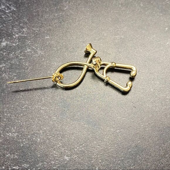 Stethoscope Gold Pin/ Brooch Lapel - Picture 5 of 6
